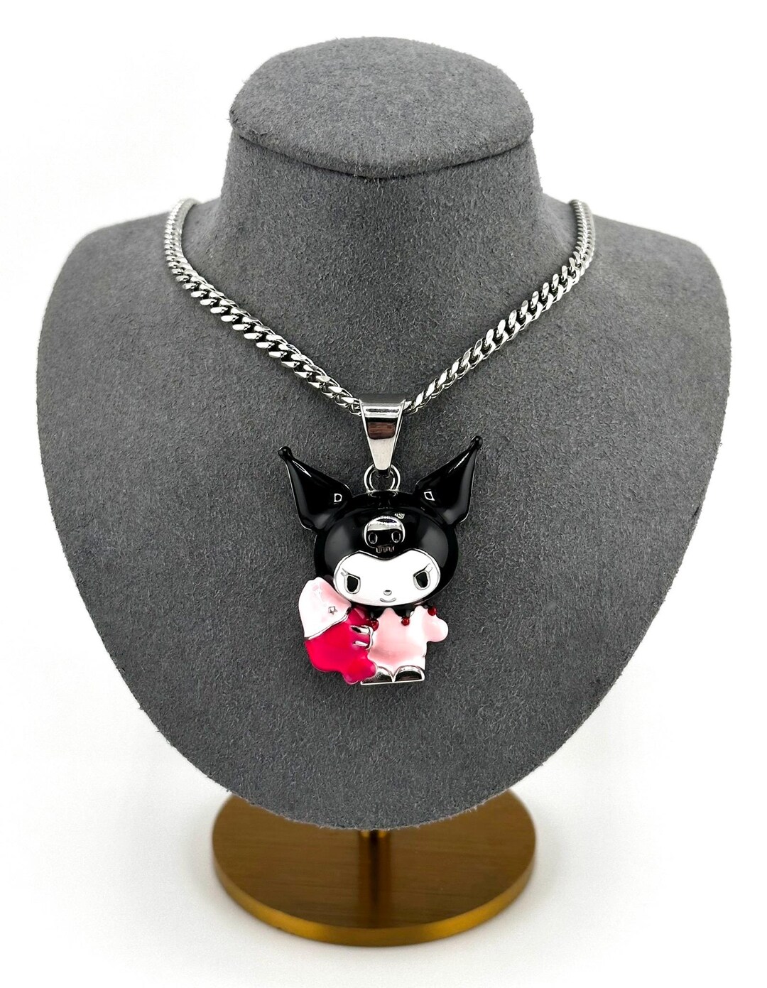 Stainless Steel 3D Hello Kitty Kuromi Necklace, Character Necklace