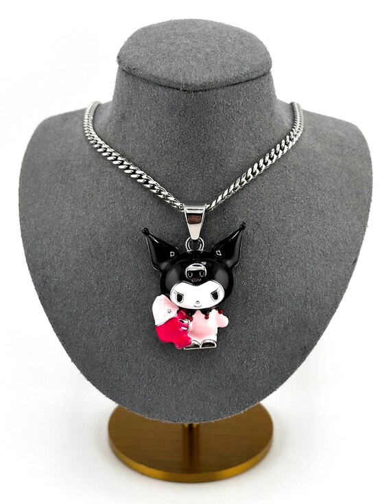 Stainless Steel 3D Hello Kitty Kuromi Necklace, Character Necklace