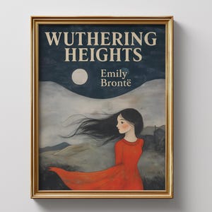 Stampa artistica di Cime Tempestose - Poster di copertina del libro in stile vintage, stampa murale letteraria di Brontë, regalo ispirato a Kate Bush, decorazione gotica romantica