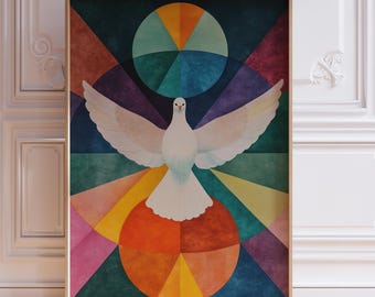 Lámina artística de la Paloma de la Paz: Decoración espiritual para el hogar inspirada en Hilma Af Klint (Descarga digital)