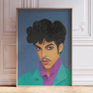 Purple Rain, prins, prins schilderij, prins eerbetoon, prins illustratie, afdrukbare kunst, kunst voor thuis, kunst direct downloaden, kunst van beroemdheden