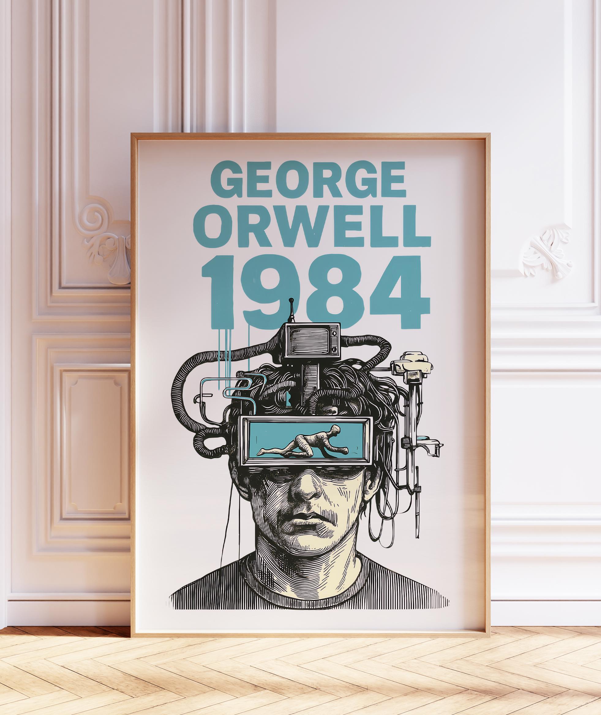 1984 Dystopian Book Cover Art Print: Orwell Literary Poster (digital  Download) - Etsy Israel, image size:1963x2336