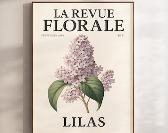 Liliowy botaniczny nadruk: francuska sztuka ścienna z motywem kwiatowym w stylu vintage (pobieranie cyfrowe)