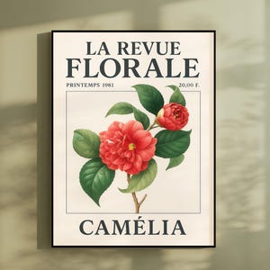 French Vintage Camellia Print: La Revue Florale Botanical Illustration (Digital Download)