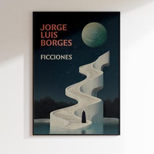 Jorge Luis Borges, Ficciones, Libro de Borges, Cartel de Borges, Impresión de Borges, Arte Literario, Ficciones, Arte del Libro, Arte Literario, Regalo Amante del Libro