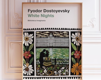 Fjodor Dostojewski Weiße Nächte Druck | Vintage russische Buchcover (Digitaler Download)