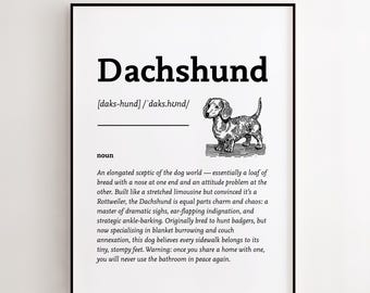 Impression définition teckel : art du dictionnaire drôle de chien (téléchargement numérique)