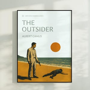 Albert Camus &quot;The Outsider&quot; Print: Vintage Existentialist Literary Poster