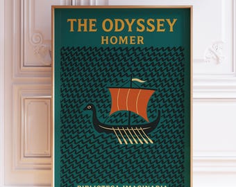 Impression L'Odyssée d'Homère : couverture de livre rétro, mythologie grecque (téléchargement numérique)