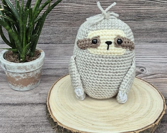 Perezoso de peluche de ganchillo / Perezoso amigurumi hecho a mano / Lindo juguete suave de perezoso / Decoración para guardería / Regalo para amantes de los animales / Perezoso de peluche de ganchillo