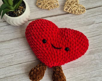 Handmade Crochet Heart Plush | Cute Kawaii Heart Amigurumi | Soft Valentine's Gift | Anniversary Present | Desk Buddy | Handmade Gift