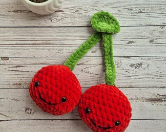Handmade Crochet Cherries Plush | Cute Amigurumi Cherry Pair | Kawaii Fruit Decor | Soft Plush Gift | Desk Buddy | Handmade Crochet Toy