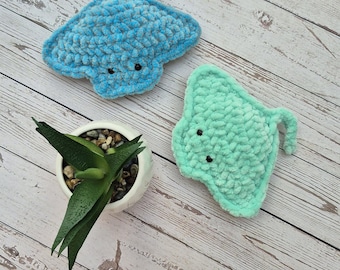 Handmade Crochet Stingray Plush Set of 2 | Soft Ocean Animal Amigurumi Pair | Sea Creature Plushies | Ocean-Themed Gift