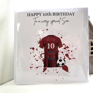 Carte d'anniversaire de football de Liverpool, carte de maillot de football personnalisée pour lui, pour elle, fils, petit-fils, neveu, nièce, fille, fan de football
