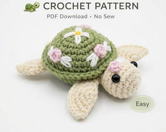 Patrón de llavero de tortuga a crochet, tutorial de amigurumi de animales marinos (PDF)