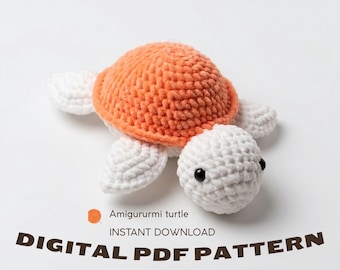 Crochet Turtle Pattern Handmade Amigurumi PDF Download Stuffed Baby Animal Plushie Easy Beginner Friendly