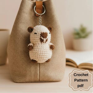 Amigurumi Caprybara Mönster Nybörjarhandledning Virkning Nyckelväska Gåva Låg Söm Liten Nyckelringsdesign