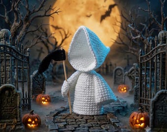 Grim Reaper Crochet Pattern – Spooky Amigurumi Doll with Scythe (PDF Pattern)