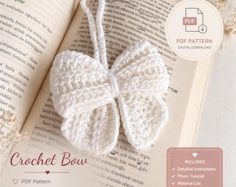 Handmade Crochet Bow Pattern, Kawaii Amigurumi Bag Charm (PDF Tutorial)