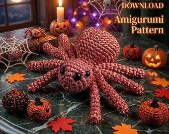 Amigurumi Spider Crochet Pattern, Halloween Bag Charm, DIY Decor (PDF Download)