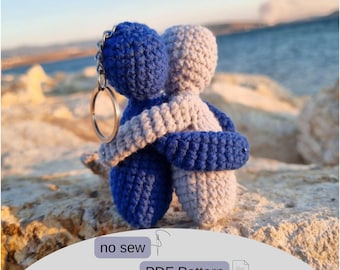 Crochet Couple Keychain Pattern, No Sew PDF