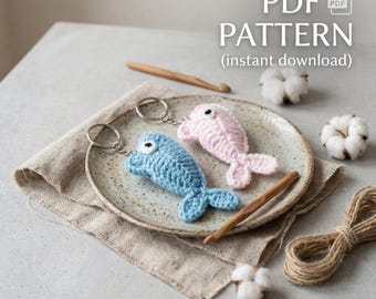Crochet Fish Keychain Pattern - Easy Amigurumi Tutorial for Handmade Gifts & Accessories, Instant Download PDF