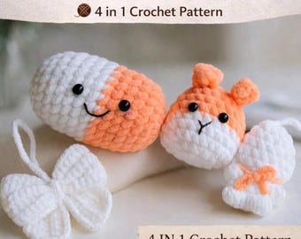 Crochet Keychain Pattern, Bow, Bear, Bunny, Pill, Plush DIY Charm (PDF Pattern)