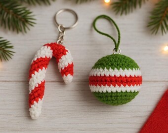Crochet Christmas Ornament Pattern, Candy Bauble Tree Decorations (PDF Pattern)