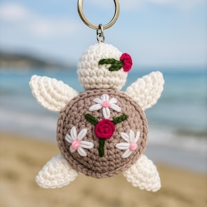 Crochet Turtle Keychain Pattern, Amigurumi Sea Animal Tutorial (PDF)