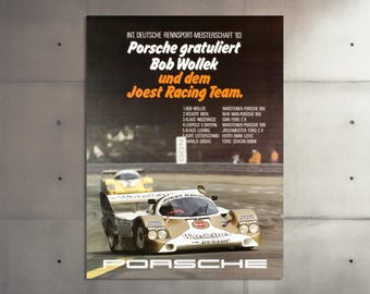 Vintage 1983 Porsche Race Car Poster: Classic 80s Motorsport Wall Art Print