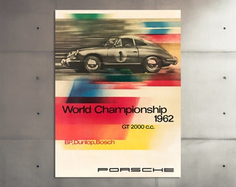 Vintage Porsche 1962 World Championship Race Car Poster: Mid-Century Motorsport Wall Art Print