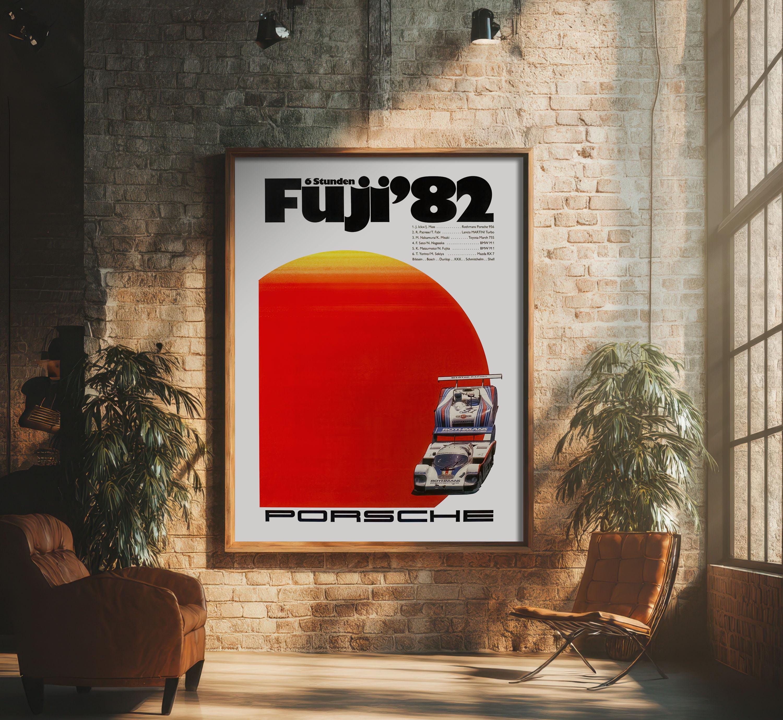 Porsche 956 Poster Fuji 1982 | Vintage 80s Race Car Motorsport