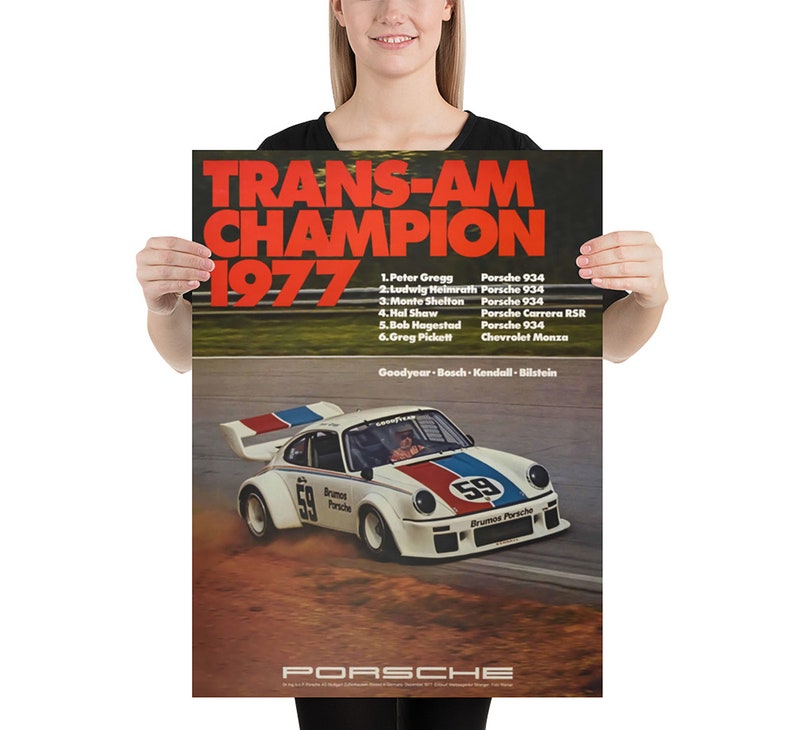 Porsche Poster Vintage Porsche Turbo Trans Am Champion 1977 Racing