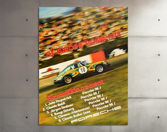 Vintage Porsche 911 Race Car Poster: 1972 European Cup Motorsport Print