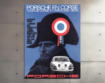 Vintage Porsche 911 Poster: 1969 Corsica Rally Race Car Print