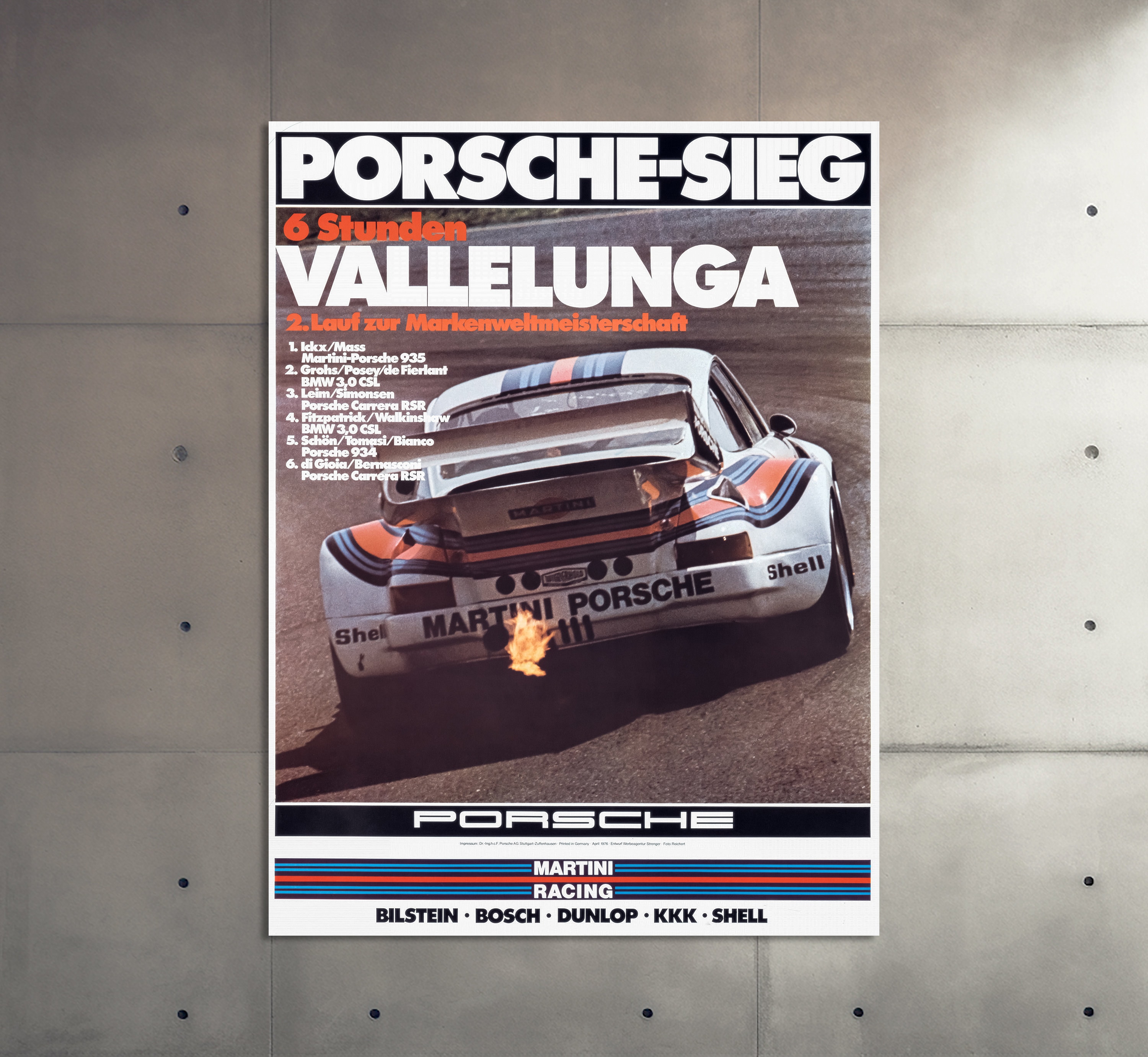 Porsche Martini Racing Advertising Poster Vintage 6 Hours of Vallelunga  Motorsport Poster Vintage Car Poster Large Wall Art Print 