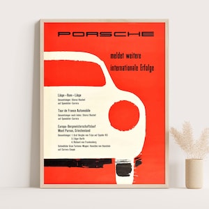 Vintage Porsche Speedster Race Car Poster: 1950s Motorsport Art Print
