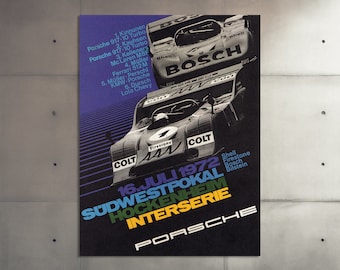 Porsche 917 Poster 1972 Hockenheim | Vintage Race Car Motorsport Wall Art Print