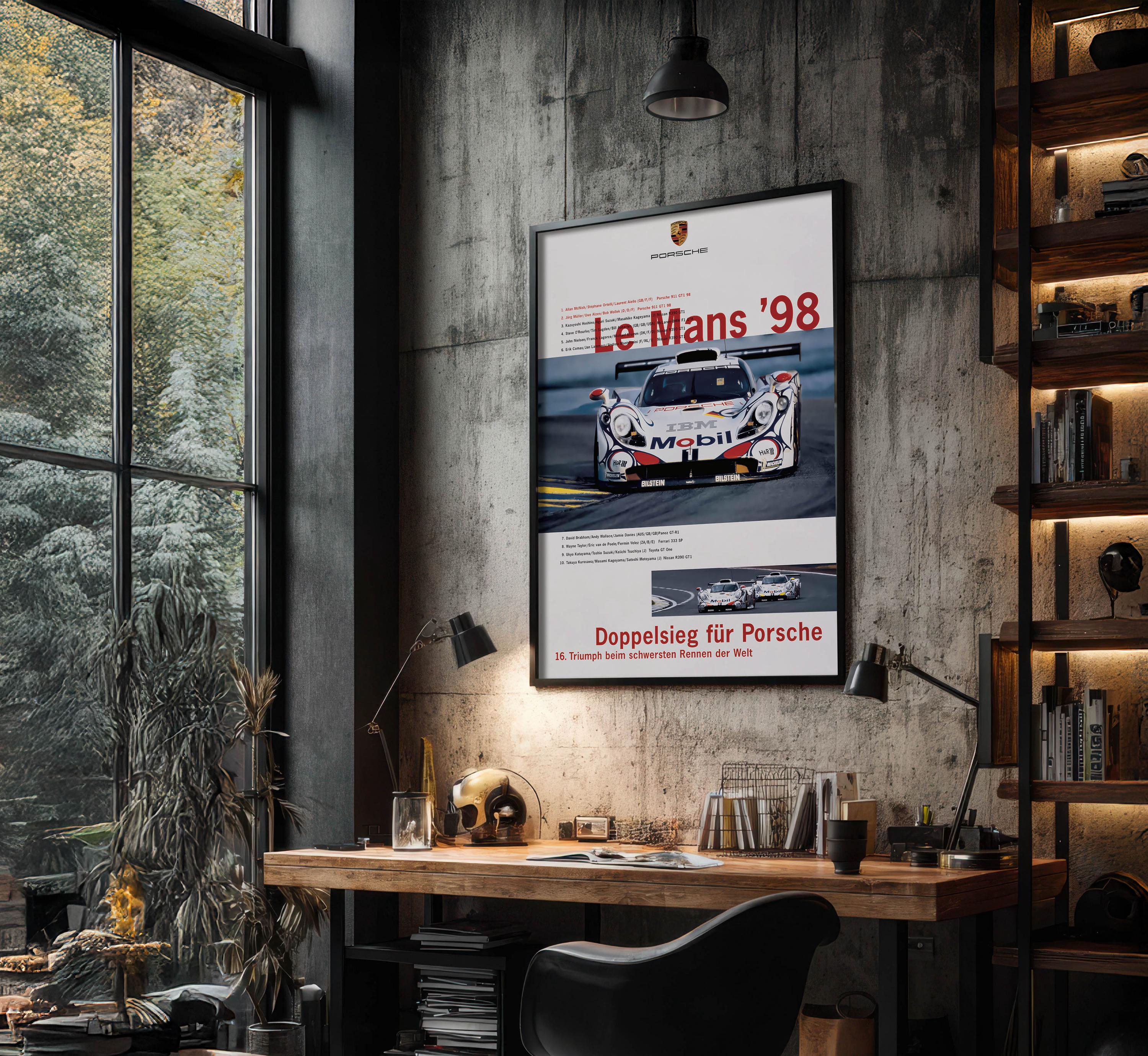 Porsche 911 Le Mans Poster 1998 – Iconic Endurance Racing Print