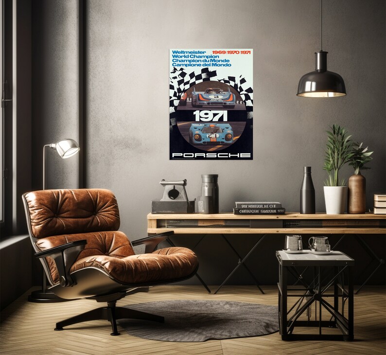 Porsche Poster Vintage Porsche World Champion 1969 1970 1971 Racing