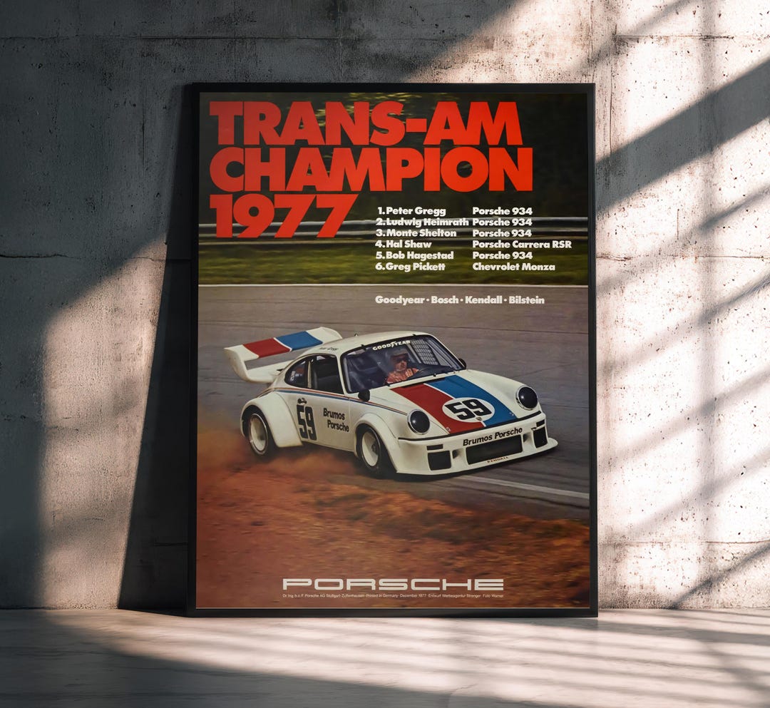 Porsche 934 Trans-am Poster 1977 | Vintage Porsche 911 Race Car
