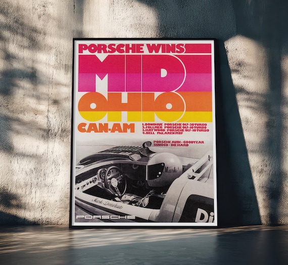 Porsche 917 Racing Poster | 1973 Mid-ohio Can-am | Vintage Race