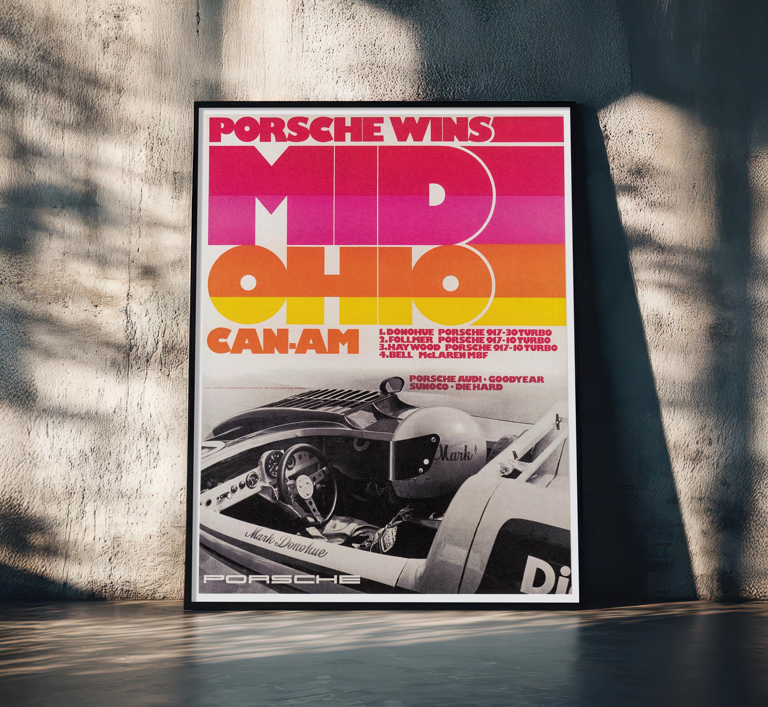 Porsche 917 Racing Poster | 1973 Mid-ohio Can-am | Vintage Race