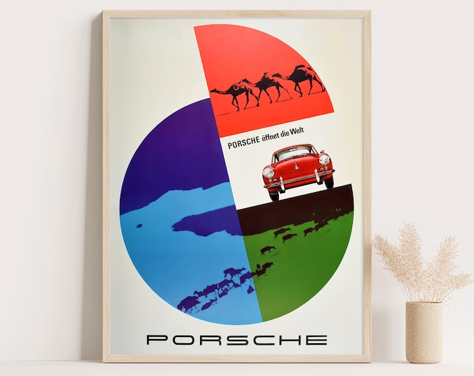 Porsche Poster | Vintage Porsche 356 Poster | Car Poster | Mid Century Wall Art Print | Living Room Decor | Kids Room Decor | Office Decor