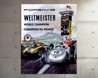 Vintage Porsche Poster: 1960s Motorsport Race Car Wall Art Print