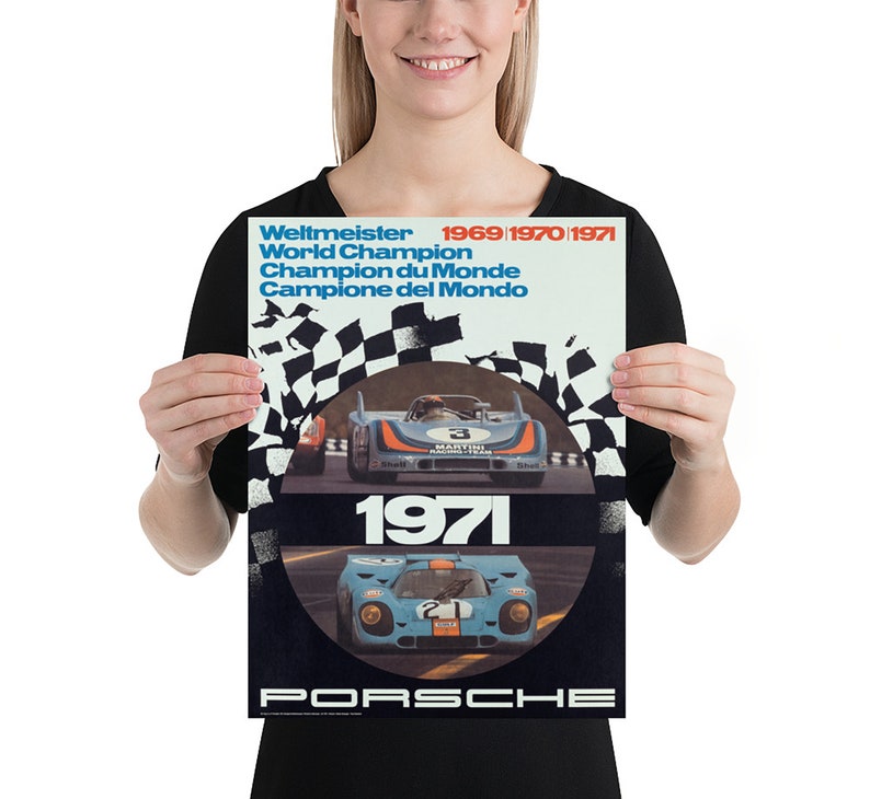 Porsche Poster Vintage Porsche World Champion 1969 1970 1971 Racing
