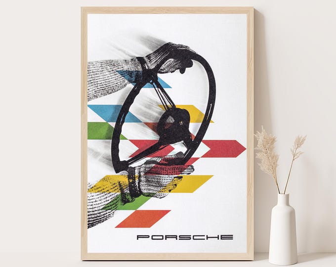 Porsche Poster | Vintage Porsche Painting | Porsche 911 Race Car Poster | Mid Century Wall Art Print | Classic 50s Room Decor