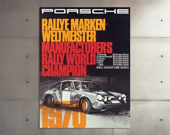 Porsche 911 Rally Poster | 1970s Vintage Race Car Wall Art Print