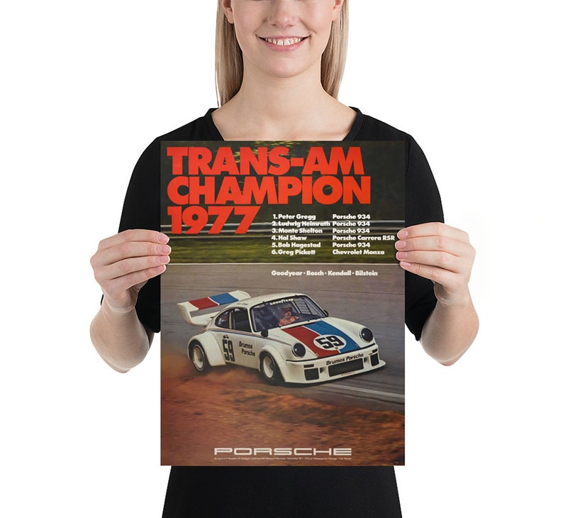 Porsche Poster Vintage Porsche Turbo Trans Am Champion 1977 Racing