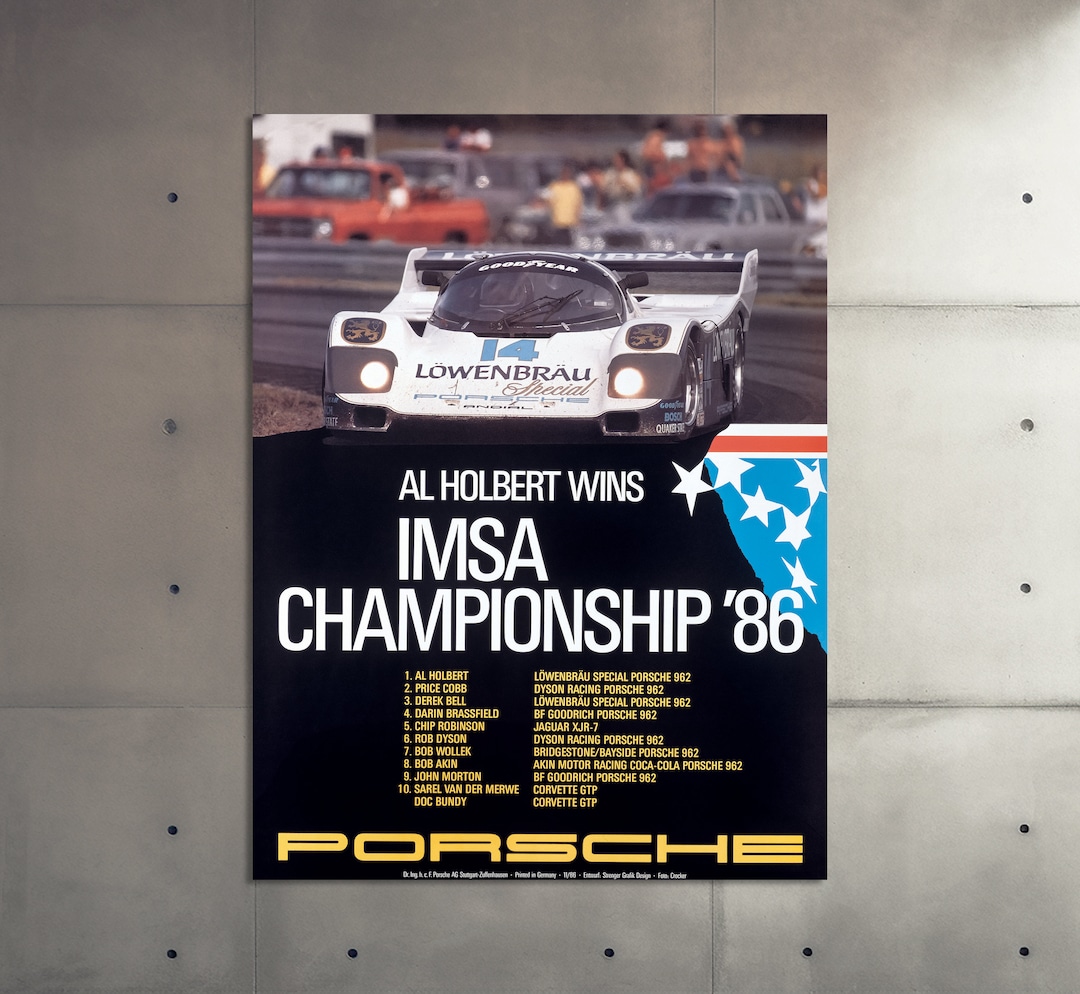 Porsche Race Car Poster | 1986 IMSA Championship | Vintage Motorsport ...